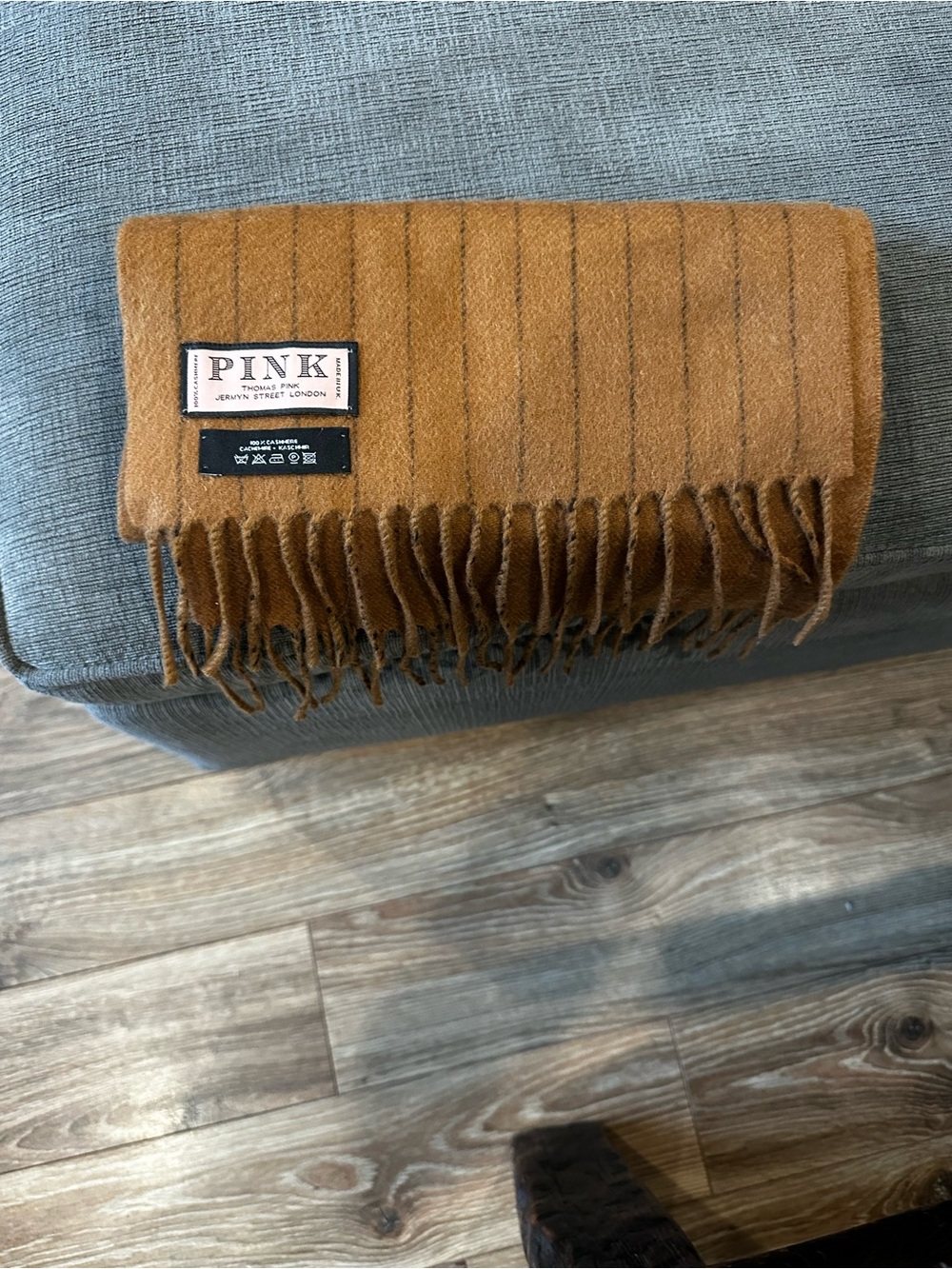 Thomas Pink Camel Brown Fringed Scarf